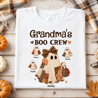 Personalized Classic Tee for Grandma, Boo Crew Ghost Design, Unique Halloween Gift