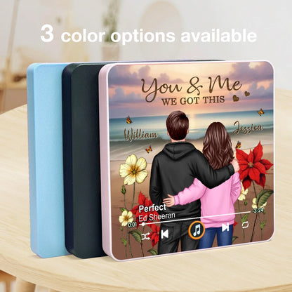 You & Me We Got This Acrylic Music Magnet – Custom Couple Hugging with Roses, Romantic Keepsake for Fridge or Car and a Beautiful, Unique Gift Idea