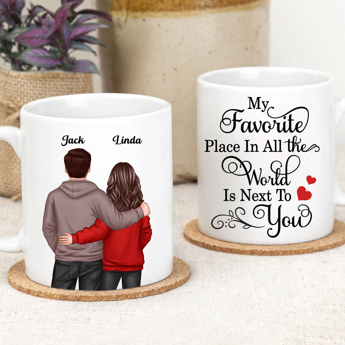 Personalized Couple Cup - "My Favorite Place in the World Is Next to You," A Perfect Gift for Any Occasion!