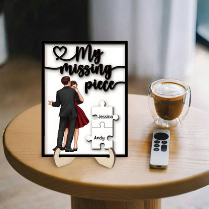 Personalized "My Missing Piece" 2 Layered Wooden Plaque – A Heartfelt Gift for Couples, A Symbol of Love and Completion, Anniversary Gift, Valentine's Day Gift For Couple