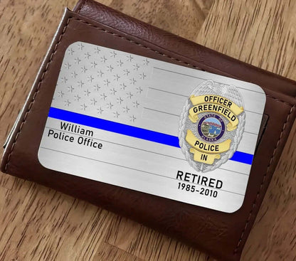 Custom US Police Badge Wallet Card Cap, and Wallet - Gift For Retired Police Officer