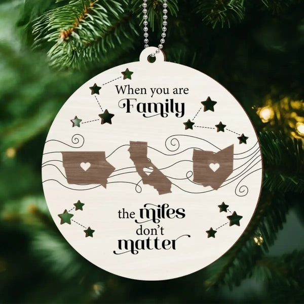 Long Distance Family Friends Siblings Sisters Besties Personalized 2-Layered Wooden Ornament or Plaque or Poster or Keychain Togetherness Christmas Gift