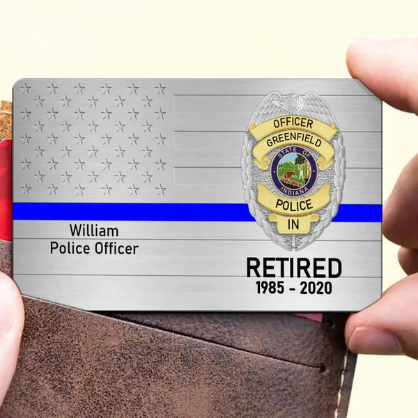 Custom US Police Badge Wallet Card Cap, and Wallet - Gift For Retired Police Officer