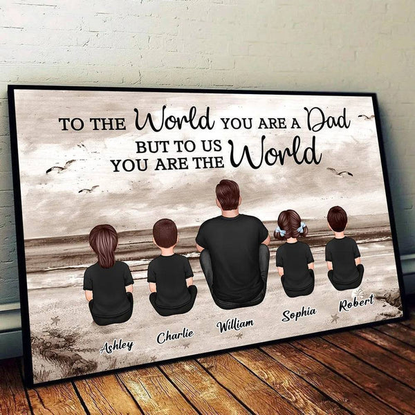 Dad And Sons Daughters Retro Vintage Beach Personalized Poster, Heartfelt Father's Day Gift For Dad, For Husband