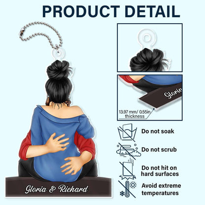 Embrace of Love - Personalized Acrylic Car Hanger for Couples - Ideal for Valentine's & Anniversary Celebrations