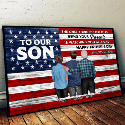To Our Son – Personalized Father’s Day Canvas – Gift from Mom or Dad with Custom Illustration