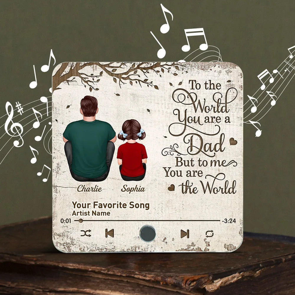 Father’s Day Acrylic Music Magnet – Personalized Back View Design with Name & Song – Gift to Dad