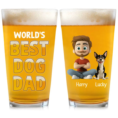 World's Best Dog Dad - Custom Beer Glass for Dog Dad – Perfect Gift for Dog Dads on Father’s Day or Birthdays