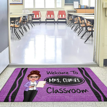 Personalized Classroom Entrance Mat – Unique Gift for Teachers with Cartoon Illustration