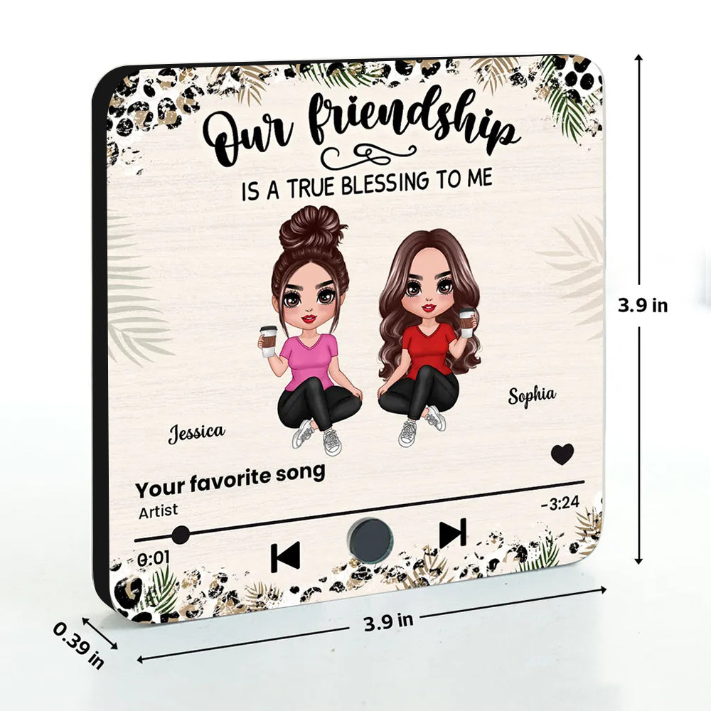 Our Friendship Is a True Blessing – Personalized Fridge Magnet with Music Player Design, Gift for Best Friends