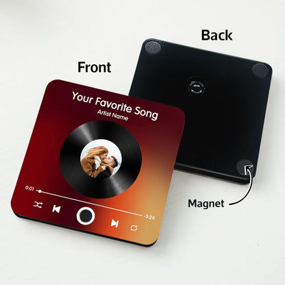 Personalized Acrylic Music Magnet with Couple Photo – Custom Song and Artist Name