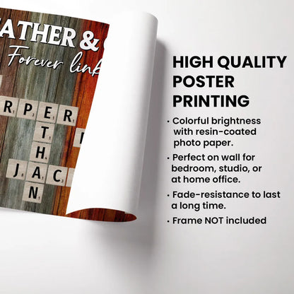 Forever Linked Together – Custom Crossword Poster for Father and Children – Creative Family Gift for Father’s Day