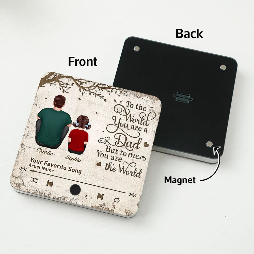 Father’s Day Acrylic Music Magnet – Personalized Back View Design with Name & Song – Gift to Dad