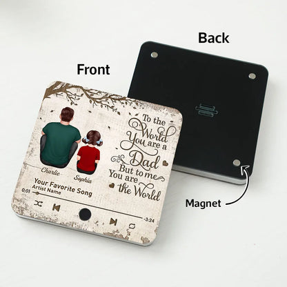Father’s Day Acrylic Music Magnet – Personalized Back View Design with Name & Song – Gift to Dad