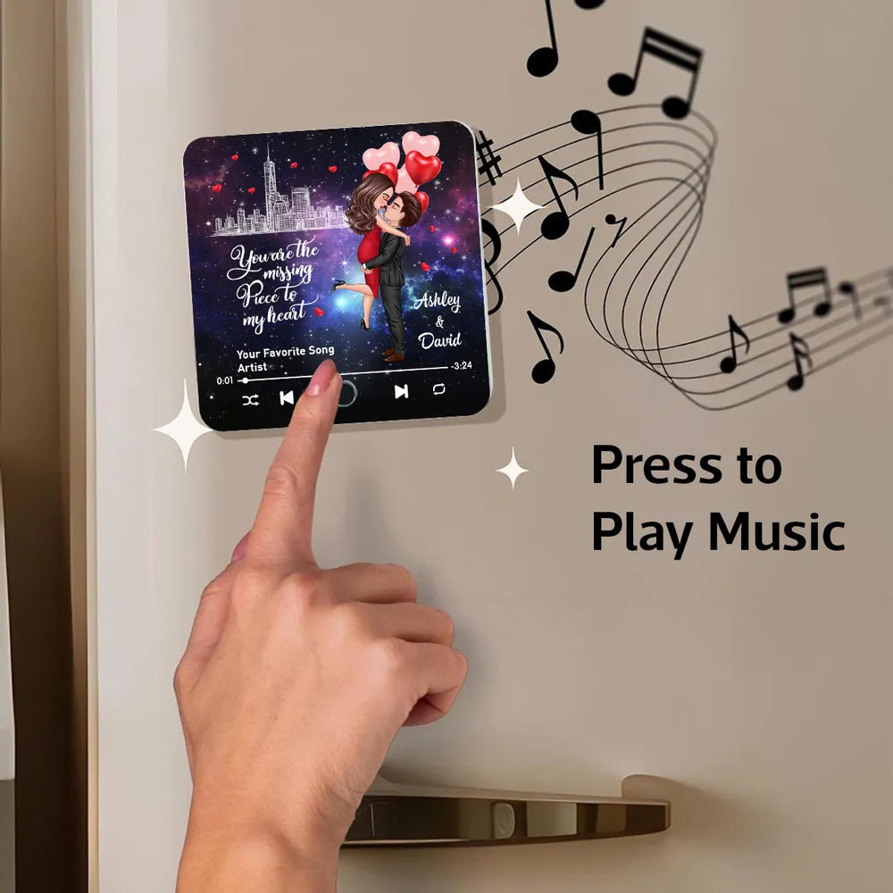 "You Are the Missing Piece to My Heart" Personalized Acrylic Music Magnet – Custom Couple Gift with Favorite Song