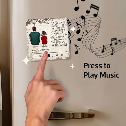 Father’s Day Acrylic Music Magnet – Personalized Back View Design with Name & Song – Gift to Dad