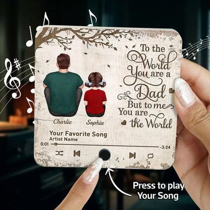 Father’s Day Acrylic Music Magnet – Personalized Back View Design with Name & Song – Gift to Dad