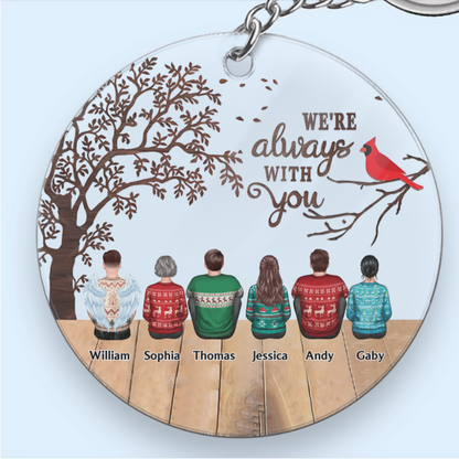 Always With You Cardinal Memorial Remembrance Keepsake Personalized Glass Ornament