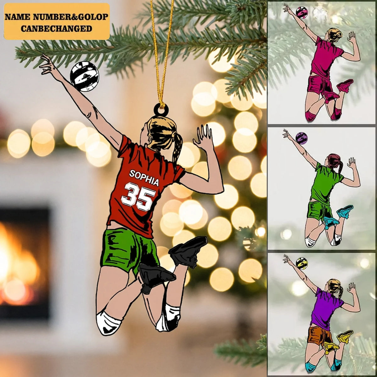 Personalized Acrylic Ornament, Vibrant Volleyball Spike Illustration, Unique Keepsake Gift for Players and Coaches