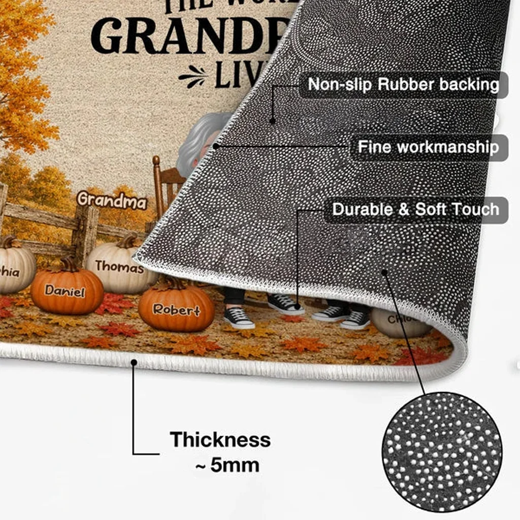 Grandparents Live Here Standard Doormat, Personalized Fall Farmhouse Decor, Creative Gift for Grandparents