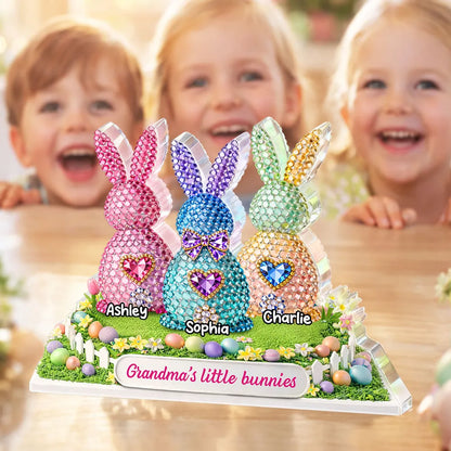 Grandma's Little Bunnies Shaped Acrylic Block Plaque Personalized Keepsake for Easter Home Accent Thoughtful Gift