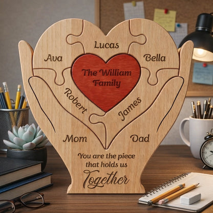 Heart Hands Family Puzzle with Custom Family Message, Creative Gift for Parents, Holds Us Together