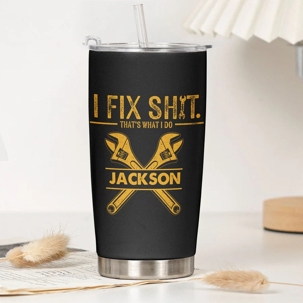 Personalized Insulated Travel Tumbler, Funny Wrench Design, Unique Gift for Dad & Handyman