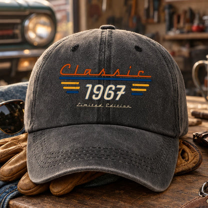 Personalized Unstructured Washed Cotton Cap, Faded Black Vintage Style, Creative Keepsake Gift for Him