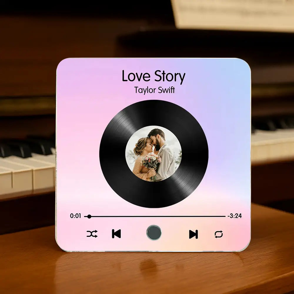 Personalized Acrylic Music Magnet with Couple Photo – Custom Song and Artist Name
