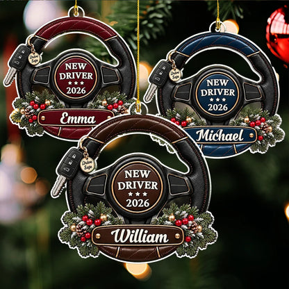 New Driver Acrylic Ornament, Personalized Driving Keepsake, Creative Gift for a Proud Family Celebration