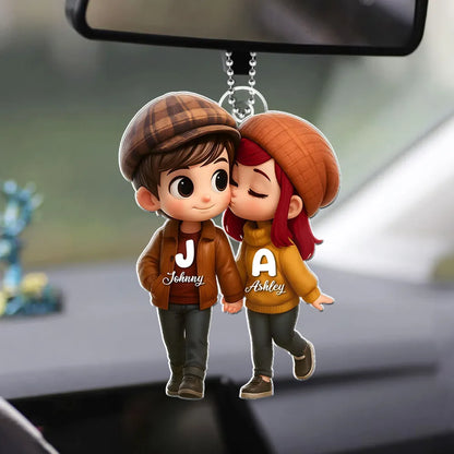 Personalized Couple's Acrylic Car Hanger – A Perfect Gift for Lovers