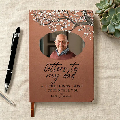 Leather Journal for Dad, Warm Brown Letters to My Dad Design, Creative Gift for Keeping Memories