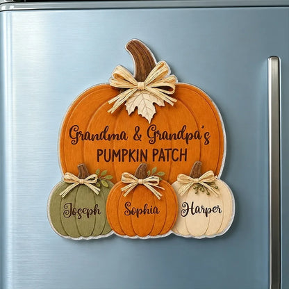 Personalized Acrylic Magnet, Rustic Pumpkin Patch Fall Decor, Unique Gift for Grandma & Grandpa