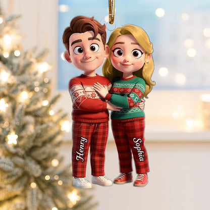 Cute Cartoon Couple Acrylic Ornament Personalized Keepsake for Couples Sweet Home Decor Gift for Wife or Husband