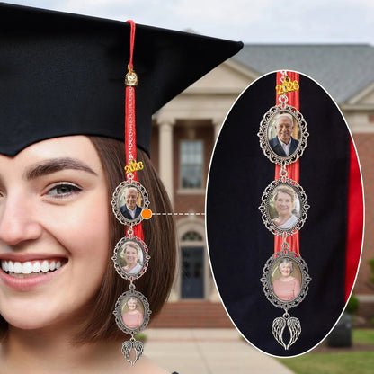 Personalized Stainless Steel Tassel Charm with Custom Photos for Graduation Cap Tassel, Meaningful Memorial Gift