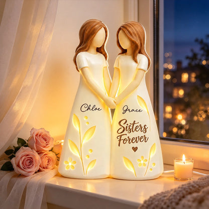 Personalized Acrylic Light Box, Sisters Forever with Soft Warm Glow, Creative Keepsake Gift for Family