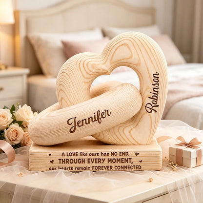 Personalized Heart Sculpture With Base, Intertwined Hearts, Unique Gift for Couples