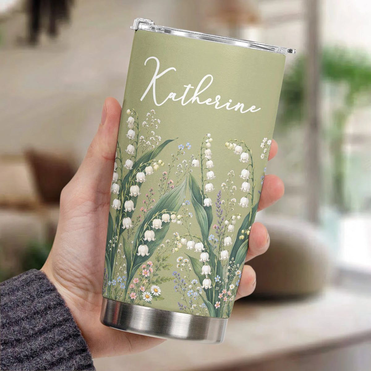 Personalized Insulated Travel Tumbler, Wildflower Keepsake, Creative Gift for Sister or Friend
