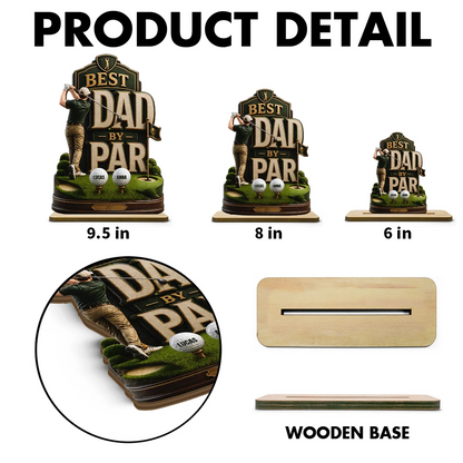 Personalized 2-Layer Wooden Plaque For Golf Dad, Swinging Golfer Unique Father's Day Gift
