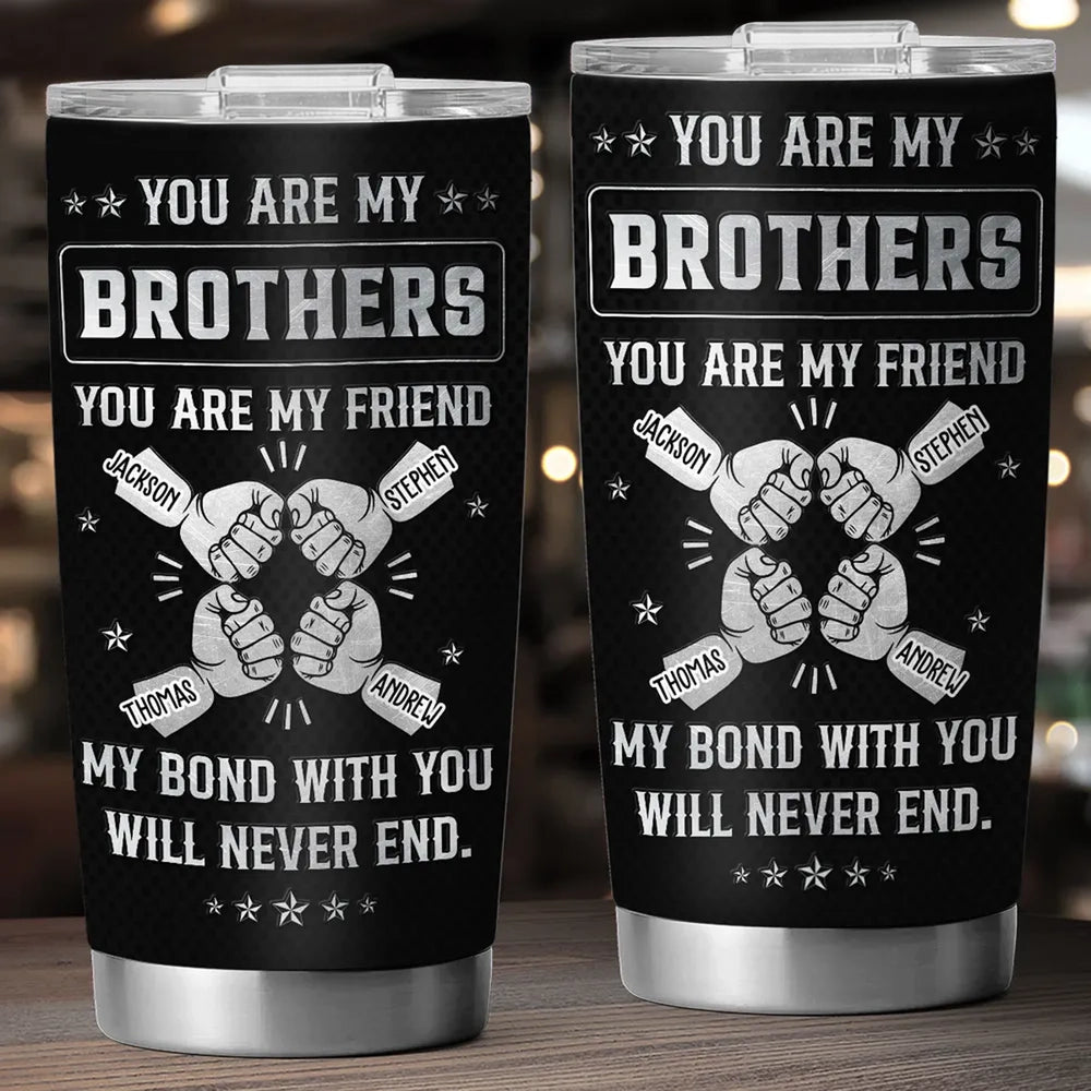 Personalized Insulated Travel Tumbler Brothers Quote Fist Bump Design Unique Gift For Brother Friendship Keepsake