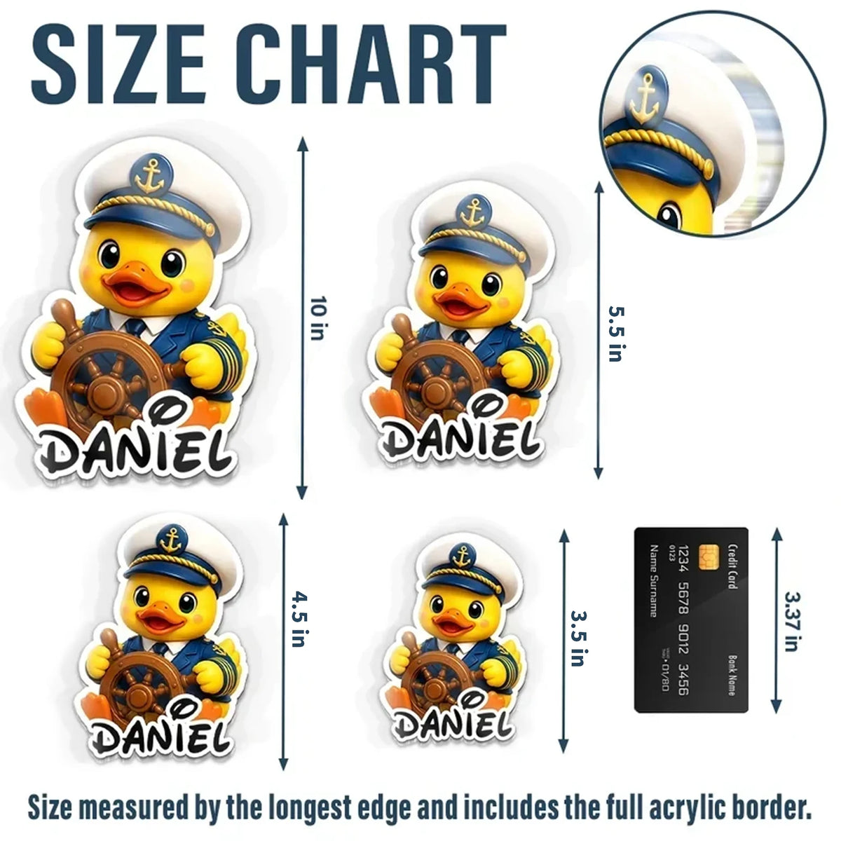 Personalized Acrylic Magnet with Cute Cruise Duck Art, Creative Gift for Family & Friends
