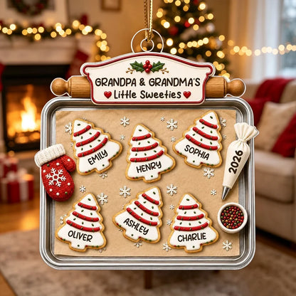 Personalized Acrylic Ornament, Red & Green Christmas Tree Cookies, Heartwarming Creative Gift for Grandparents