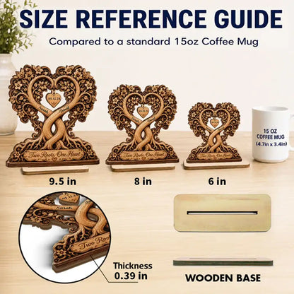 Personalized 2-Layer Wooden Plaque, Two Roots One Heart Couple Keepsake, Unique Gift for Partners