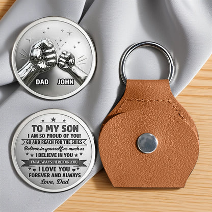 Pocket Hug Love Token With Dad & Son Fist Bump, Creative Gift For Son, Everyday Encouragement Keepsake