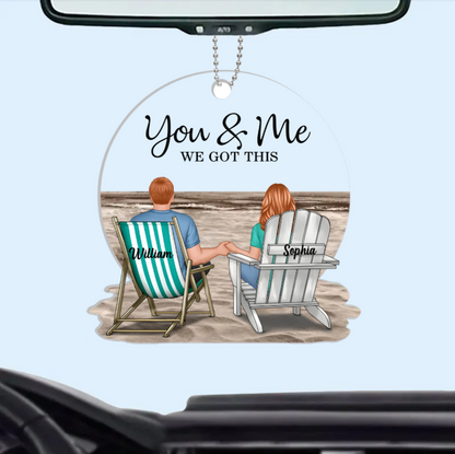 Seaside Memories - Personalized Vintage Beach Couple Acrylic Or Wooden Ornament - A Timeless Anniversary Gift for Him & Her
