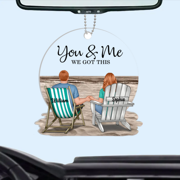 Seaside Memories - Personalized Vintage Beach Couple Acrylic Or Wooden Ornament - A Timeless Anniversary Gift for Him & Her