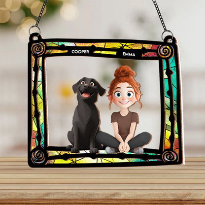 Custom Pet & Owner Wood Acrylic Ornament - Personalized Pet Lover Gift