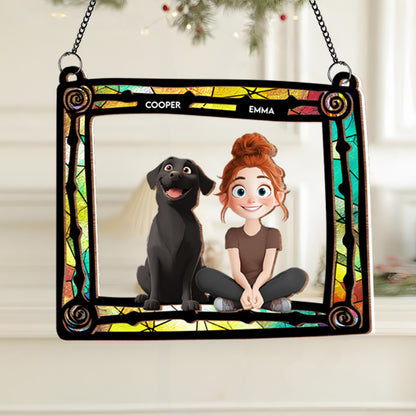 Custom Pet & Owner Wood Acrylic Ornament - Personalized Pet Lover Gift
