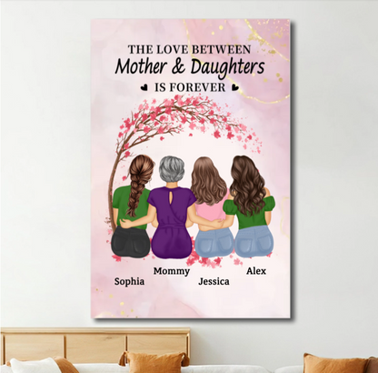 The Love Between Mother & Daughters Is Forever - Personalized Poster Gift for Mom, Custom Gift for Mother and Daughters