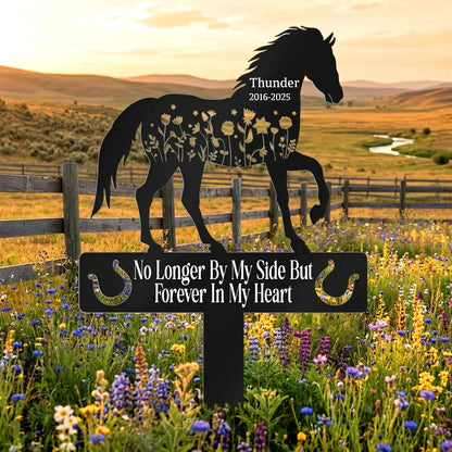 Personalized Horse Memorial Metal Garden Stake with Forever In My Heart Quote, Unique Sympathy Gift for Pet Owners
